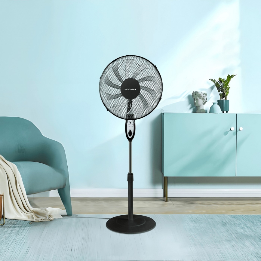 Aigostar - Pastatomas ventiliatorius 60W/230V juodas + nuotolinis valdymas