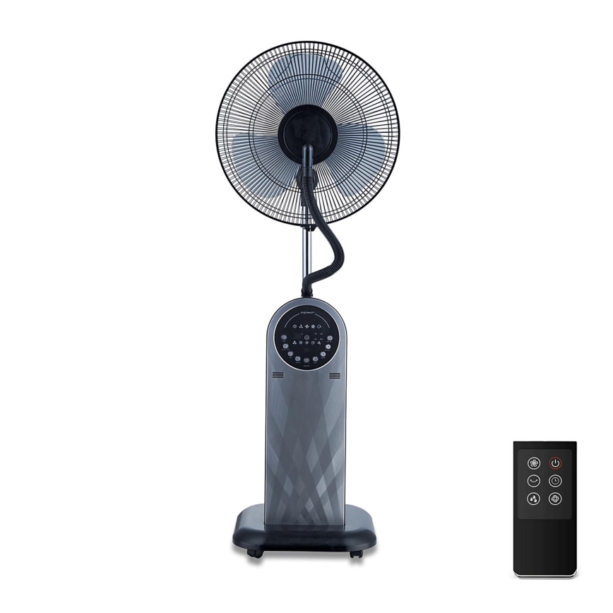 Aigostar - Pastatomas ventiliatorius su rūko efektu 95W/230V juodas/pilkas + nuotolinio valdymo pultas