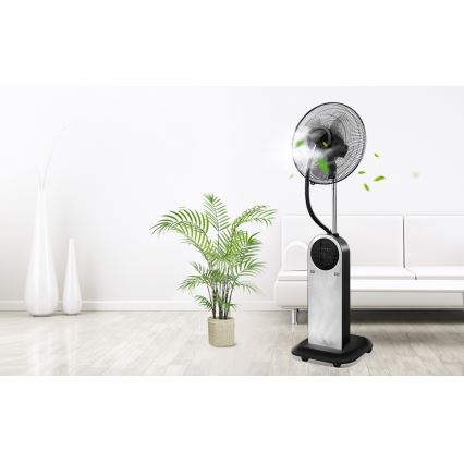 Aigostar - Pastatomas ventiliatorius su rūko efektu 95W/230V juodas/pilkas + nuotolinio valdymo pultas