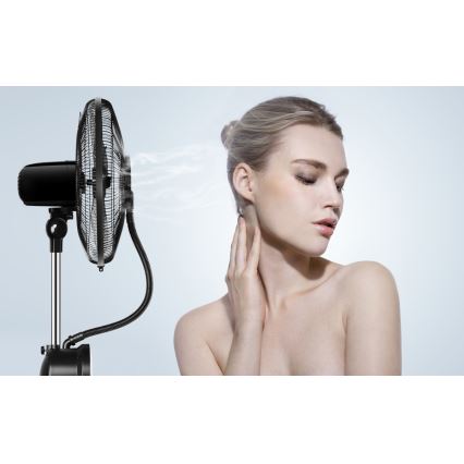 Aigostar - Pastatomas ventiliatorius su rūko efektu 95W/230V juodas/pilkas + nuotolinio valdymo pultas