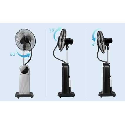 Aigostar - Pastatomas ventiliatorius su rūko efektu 95W/230V juodas/pilkas + nuotolinio valdymo pultas