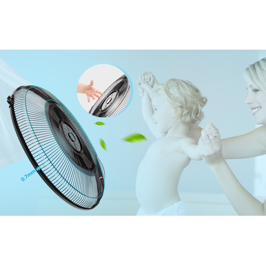 Aigostar - Pastatomas ventiliatorius su rūko efektu 95W/230V juodas/pilkas + nuotolinio valdymo pultas