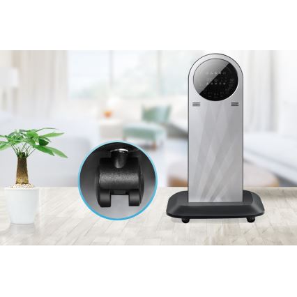 Aigostar - Pastatomas ventiliatorius su rūko efektu 95W/230V juodas/pilkas + nuotolinio valdymo pultas