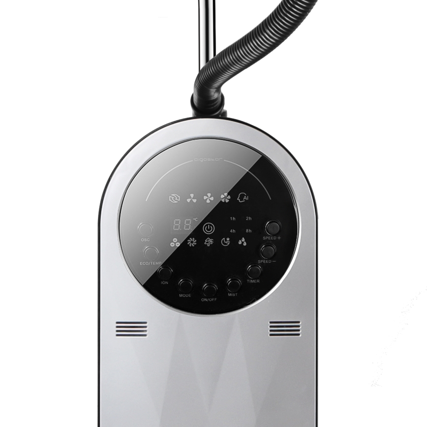 Aigostar - Pastatomas ventiliatorius su rūko efektu 95W/230V juodas/pilkas + nuotolinio valdymo pultas