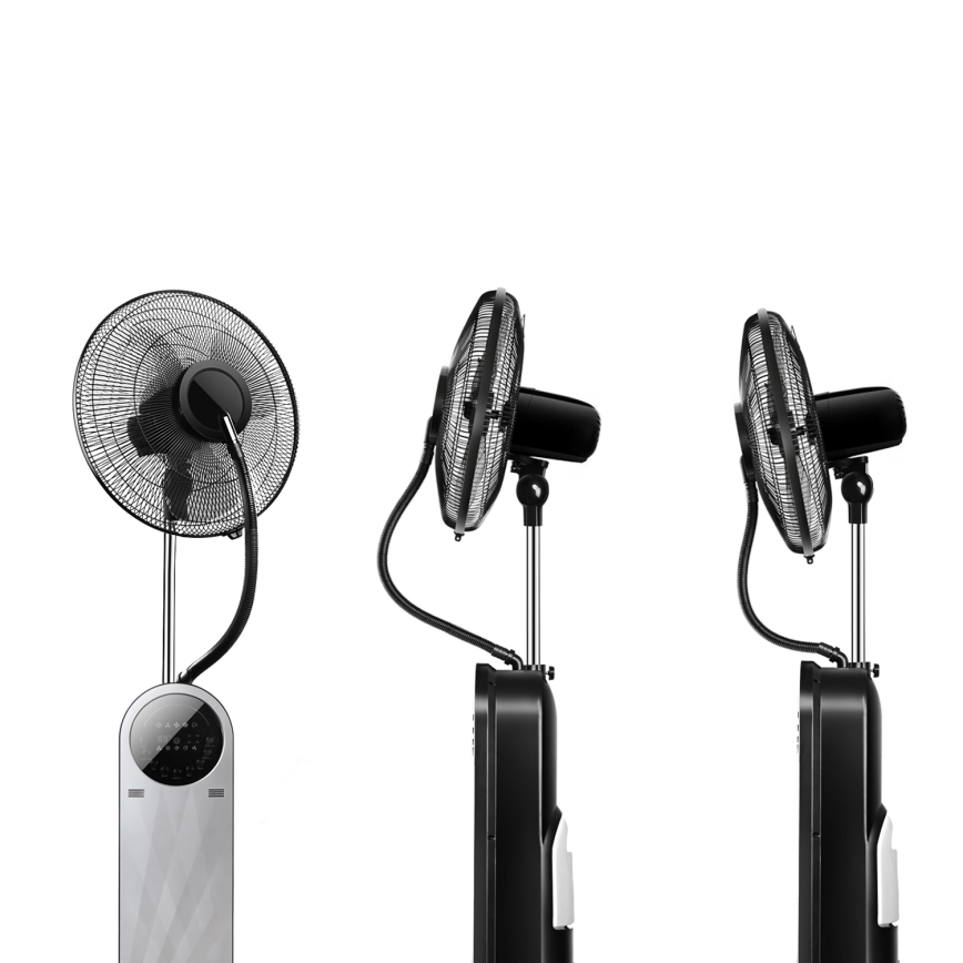 Aigostar - Pastatomas ventiliatorius su rūko efektu 95W/230V juodas/pilkas + nuotolinio valdymo pultas