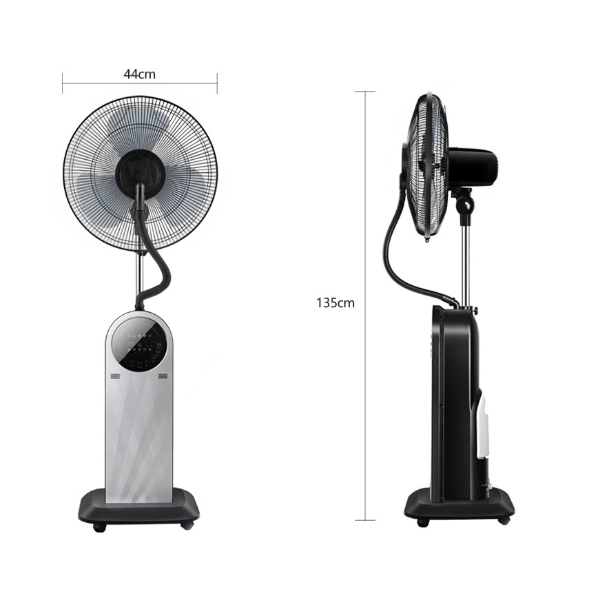 Aigostar - Pastatomas ventiliatorius su rūko efektu 95W/230V juodas/pilkas + nuotolinio valdymo pultas