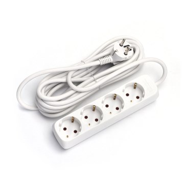 Aigostar - Prailginimo laidas 4Z Tipas F 1,5m balta SCHUKO
