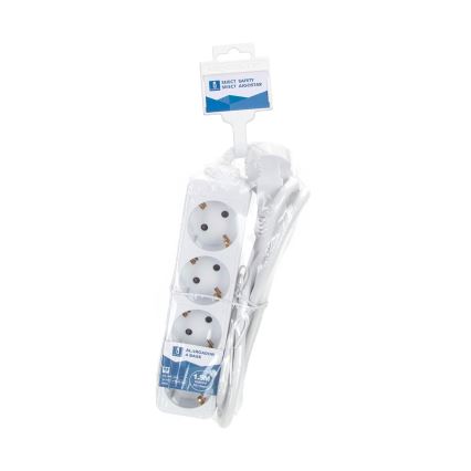 Aigostar - Prailginimo laidas 4Z Tipas F 1,5m balta SCHUKO