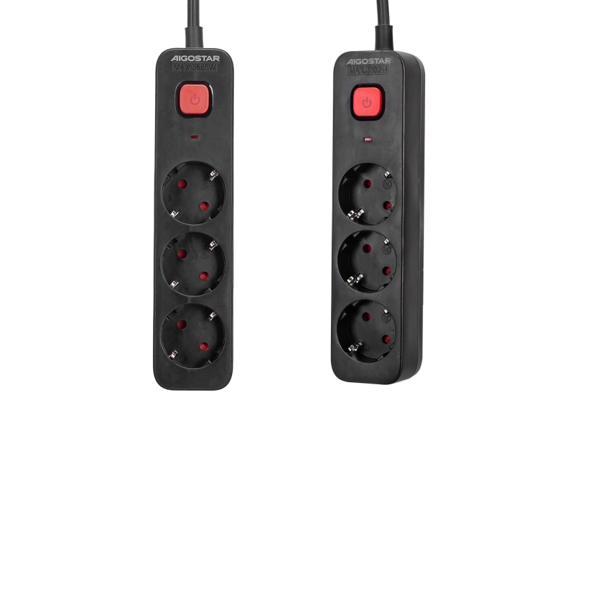 Aigostar - Prailgintuvas su jungikliu 3Z Tipas F 1,5m juoda