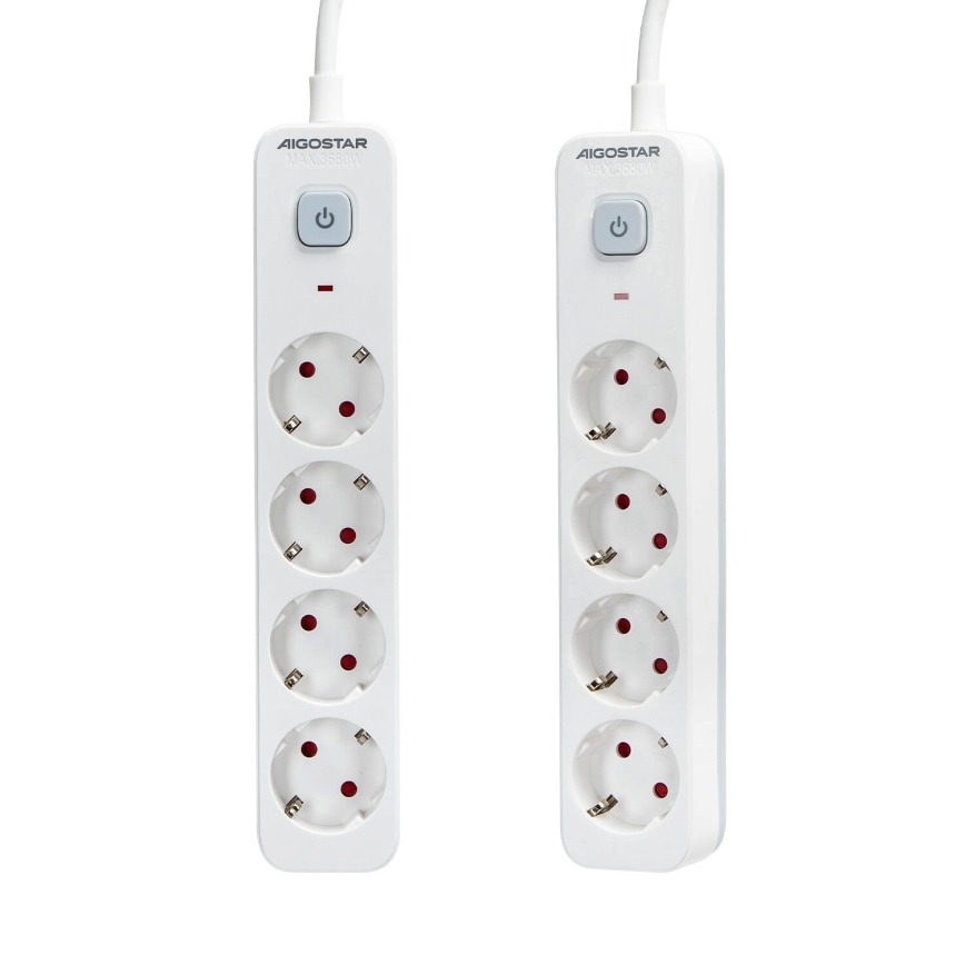 Aigostar - Prailgintuvas su jungikliu 4Z Tipas F 1,5m balta