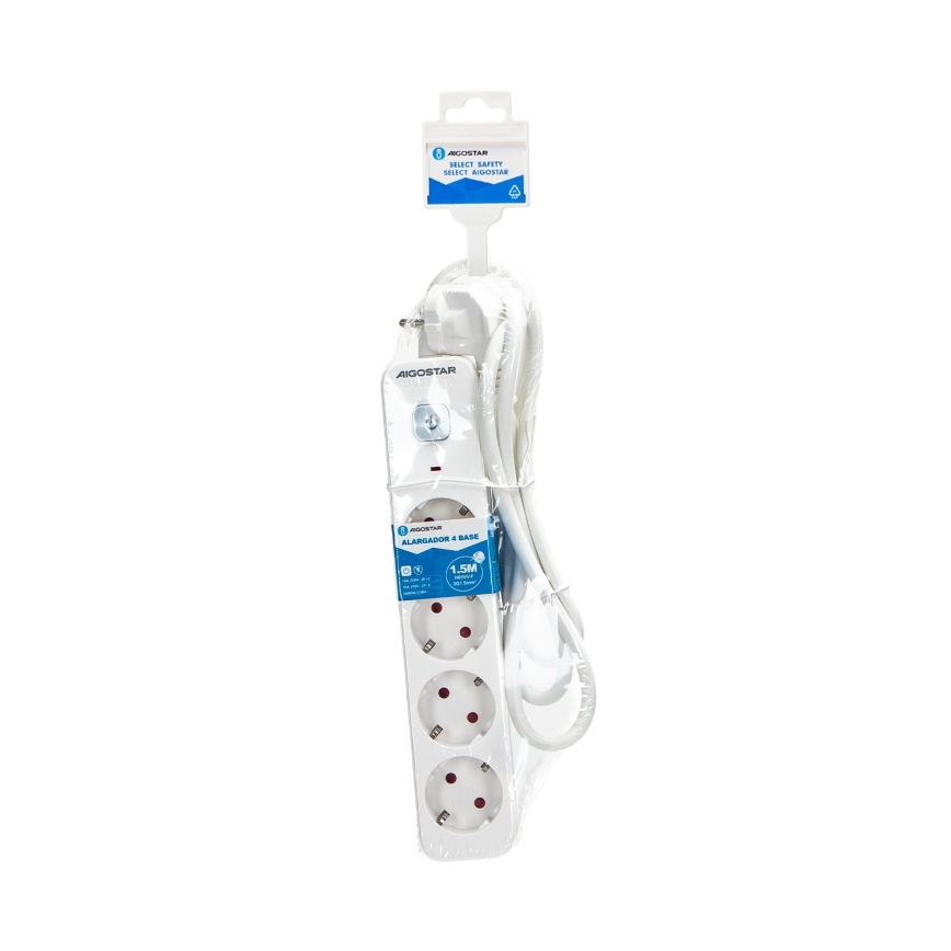 Aigostar - Prailgintuvas su jungikliu 4Z Tipas F 1,5m balta