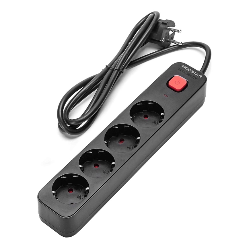 Aigostar - Prailgintuvas su jungikliu 4Z Tipas F 1,5m juoda