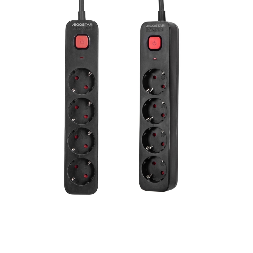 Aigostar - Prailgintuvas su jungikliu 4Z Tipas F 1,5m juoda