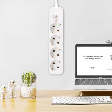 Aigostar - Prailgintuvas su jungikliu 4Z Tipas F 5m balta