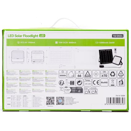 Aigostar - dimeriuojamas saulės LED prožektorius LED/150W/3,4V 3000/4000/6500K IP66 12000 mAh + nuotolinis valdymas