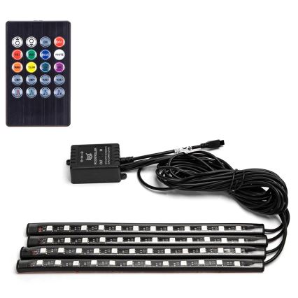 Aigostar - LED RGB reguliuojamos juostelės automobiliui LED/4,5W/5V + nuotolinis pultas