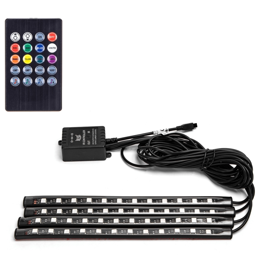 Aigostar - LED RGB reguliuojamos juostelės automobiliui LED/4,5W/5V + nuotolinis pultas