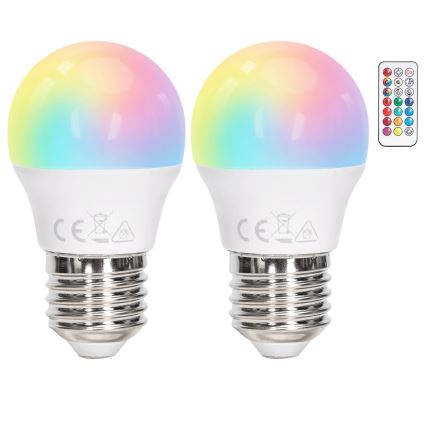 Aigostar - RGBW LED dimeriuojama lemputė G45 E27/6W/230V 3000K + nuotolinio valdymo pultas
