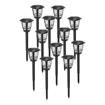 Aigostar - Rinkinys 12 vnt. LED saulės lempų LED/0,06W/2V 33,8 cm 6500K 100 mAh IP44 juoda