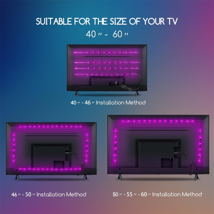 Aigostar - RINKINYS 4x LED RGB Reguliuojama juostelė 0,5m LED/2,5W/5V IP65 + VP