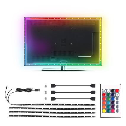 Aigostar - RINKINYS 4x LED RGB Reguliuojama juostelė 0,5m LED/2,5W/5V IP65 + VP