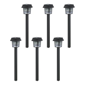 Aigostar - Rinkinys 6 vnt. LED saulės šviestuvai, LED/2V, 6500K, IP44, 40 mAh, juoda