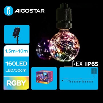 Aigostar - saulės LED girlianda, 20 LED, 8 režimai, 11,5 m, IP65, įvairiaspalvė
