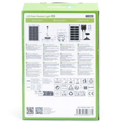 Aigostar - LED saulės šviestuvas LED/35W/12V 3000 mAh 6500K IP65 Ø 15 cm + nuotolinis valdymas