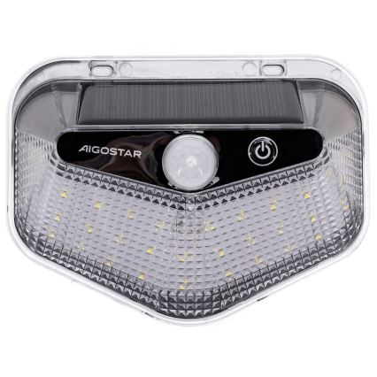 Aigostar - Saulės LED šviestuvas su jutikliu LED/3,7V 6500K 500 mAh IP65 juodas