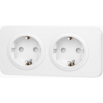 Aigostar - sieninė rozetė su rėmeliu, 2 lizdų SCHUKO, 250V/16A, balta