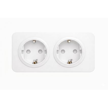Aigostar - sieninė rozetė su rėmeliu, 2 lizdų SCHUKO, 250V/16A, balta