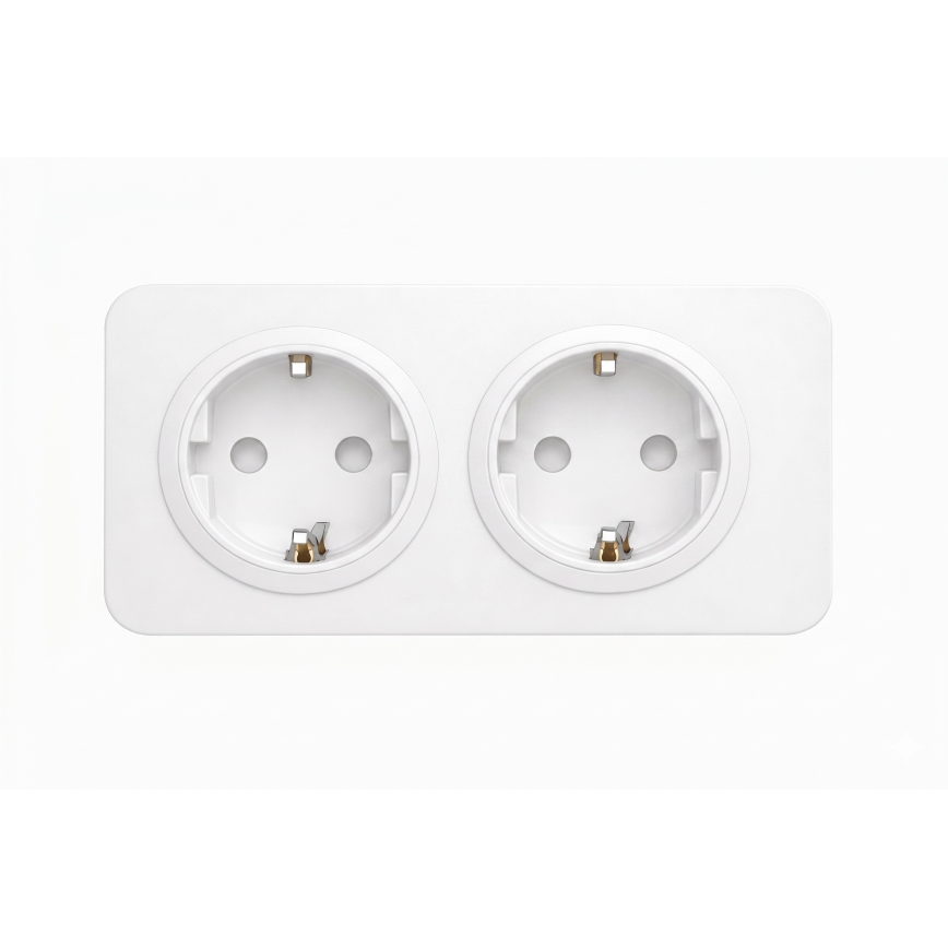 Aigostar - sieninė rozetė su rėmeliu, 2 lizdų SCHUKO, 250V/16A, balta