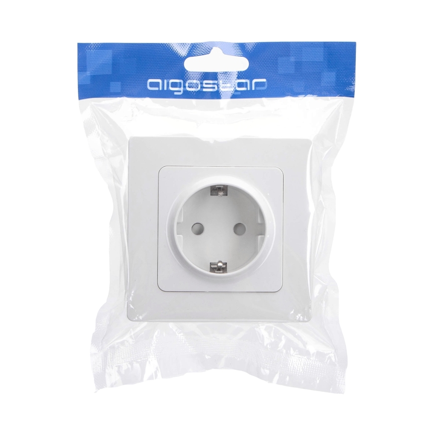 Aigostar - Sieninė rozetė su rėmeliu SCHUKO 250 V, balta
