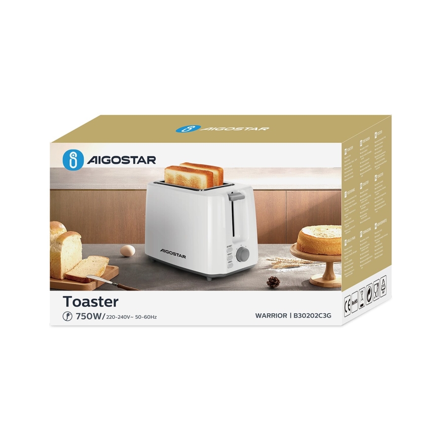 Aigostar - Skrudintuvas su dviem skylutėmis 750W/230V balta