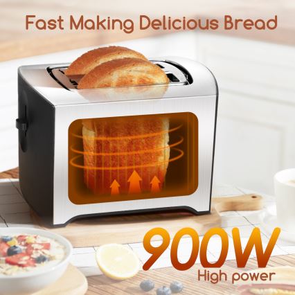 Aigostar - Skrudintuvas su dviem skylutėmis 900W/230V matinis chromas