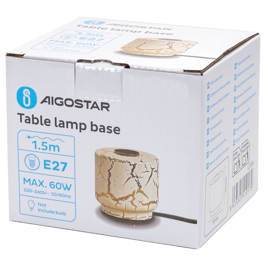 Aigostar - Stalinis šviestuvas 1xE27/60W/230V balta/auksas