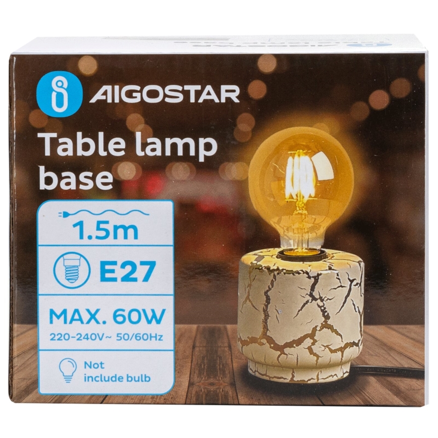 Aigostar - Stalinis šviestuvas 1xE27/60W/230V balta/auksas