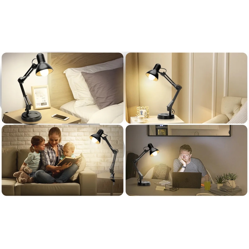 Aigostar - Stalinis šviestuvas 2in1 1xE27/40W/230V juoda