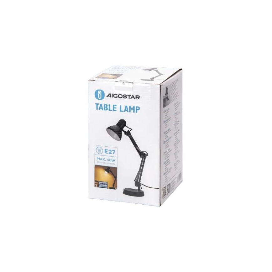 Aigostar - Stalinis šviestuvas 2in1 1xE27/40W/230V juoda