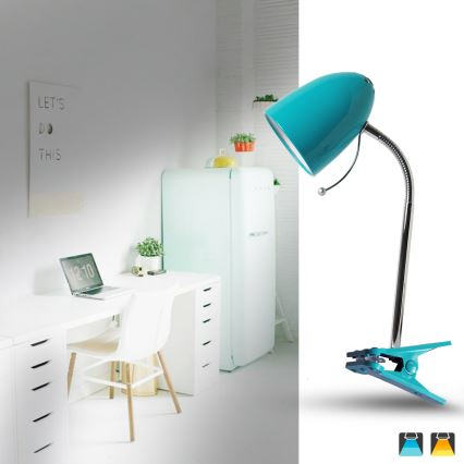Aigostar -  Stalinis šviestuvas su gnybtu 1xE27/11W/230V mėlyna/blizgus chromas