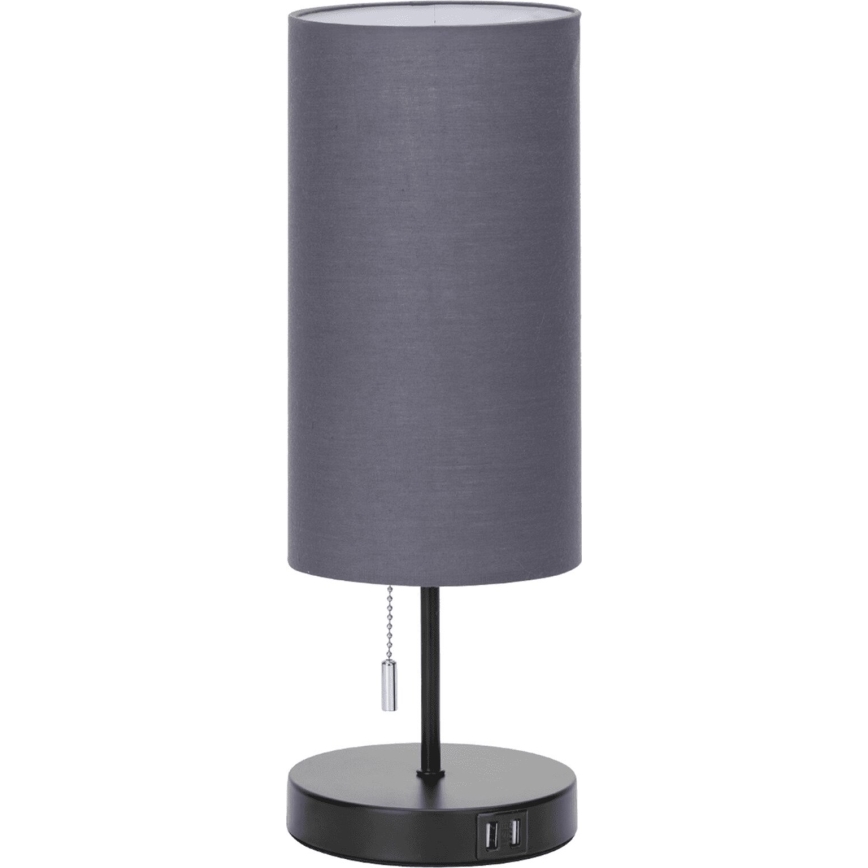 Aigostar - Stalinis šviestuvas su USB prievadu 1xE27/40W/230V juoda