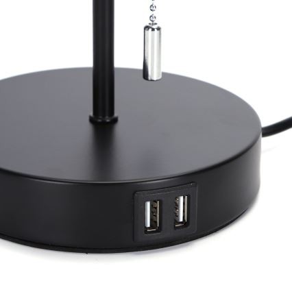 Aigostar - Stalinis šviestuvas su USB prievadu 1xE27/40W/230V juoda