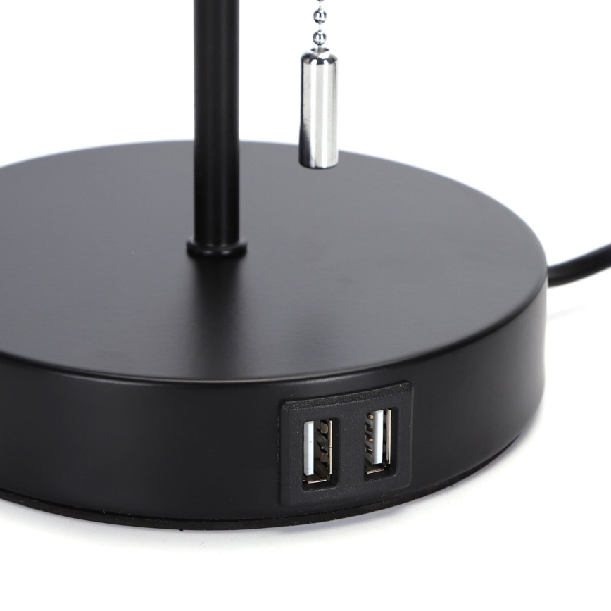Aigostar - Stalinis šviestuvas su USB prievadu 1xE27/40W/230V juoda