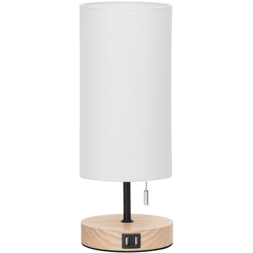 Aigostar - Stalinis šviestuvas su USB prievadu 1xE27/40W/230V smėlio spalva
