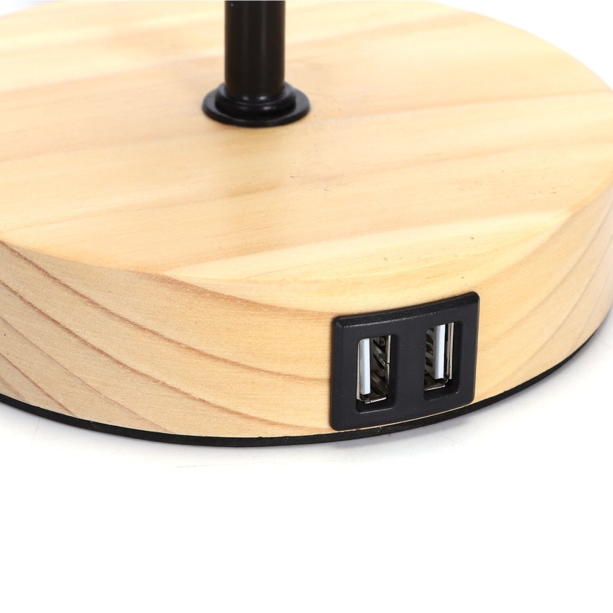 Aigostar - Stalinis šviestuvas su USB prievadu 1xE27/40W/230V smėlio spalva