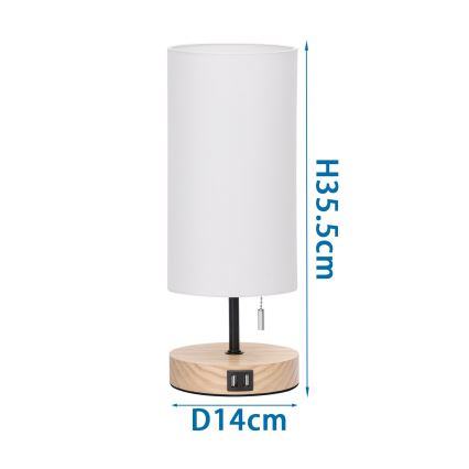 Aigostar - Stalinis šviestuvas su USB prievadu 1xE27/40W/230V smėlio spalva