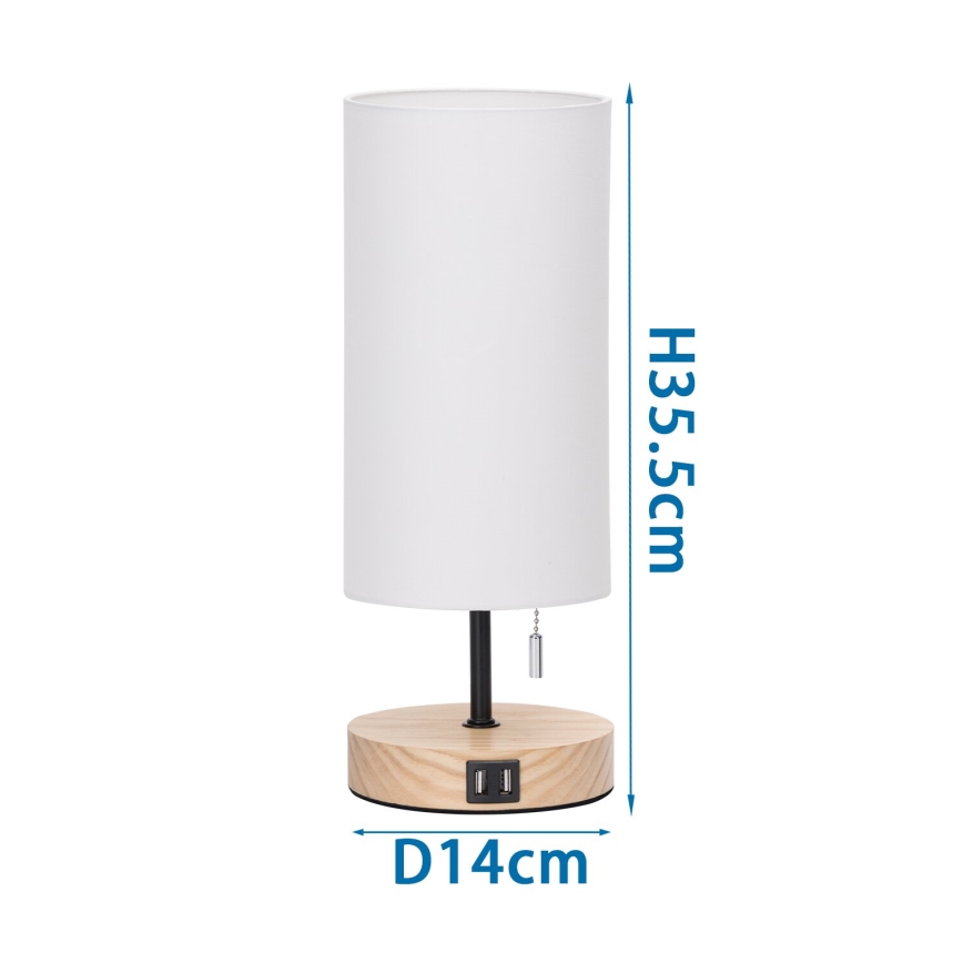 Aigostar - Stalinis šviestuvas su USB prievadu 1xE27/40W/230V smėlio spalva