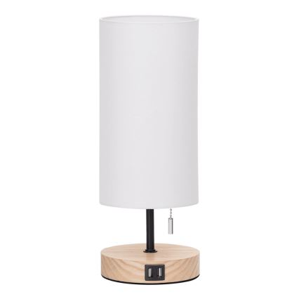 Aigostar - Stalinis šviestuvas su USB prievadu 1xE27/40W/230V smėlio spalva