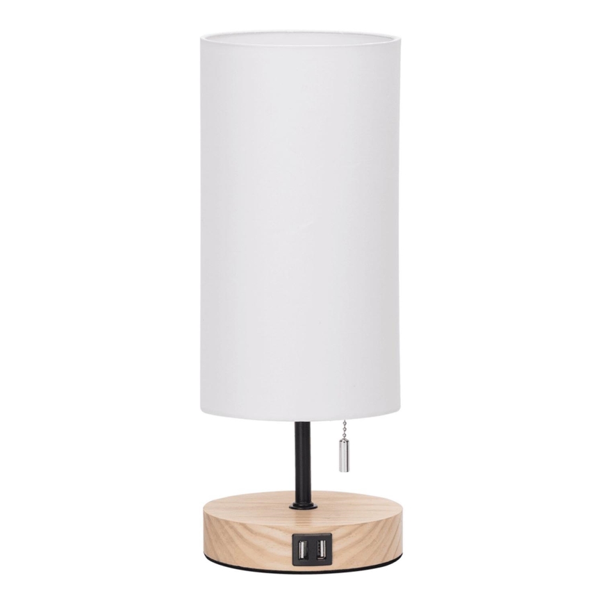 Aigostar - Stalinis šviestuvas su USB prievadu 1xE27/40W/230V smėlio spalva