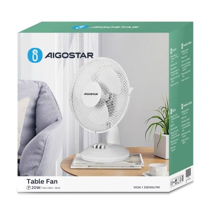 Aigostar - Stalinis ventiliatorius 20W/230V balta